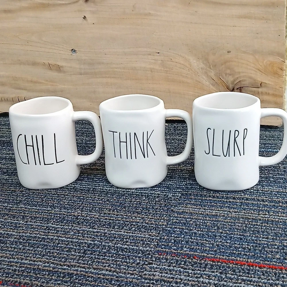 Set of 3 Rae Dunn Mugs Artisan Collection. Slurp, Think, Chill